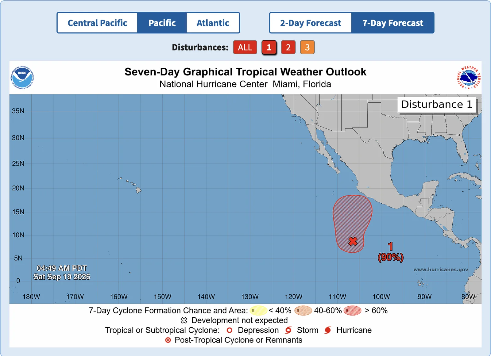 EP99 — the broad low south-southwest of southwestern Mexico